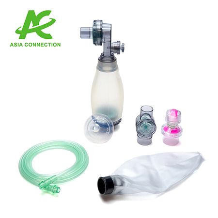 مجموعة من جهاز إنعاش يدوي للأطفال من السيليكون مع صمام PEEP.