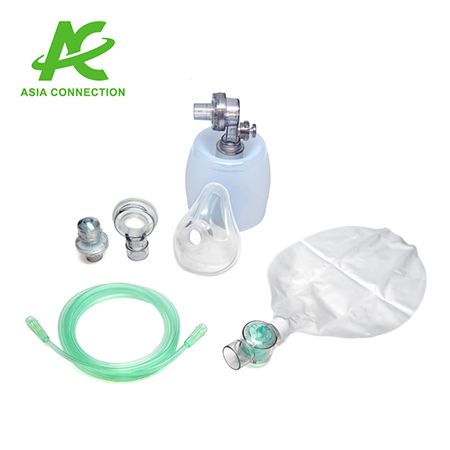 Isang set ng Adult Autoclavable Silicone Manual Resuscitator BVM na may PEEP Valve.