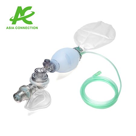 Resuscitator manual BVM din silicon autoclavabil pentru copii cu supapă PEEP. - Resuscitator manual BVM din silicon autoclavabil pentru copii cu supapă PEEP.