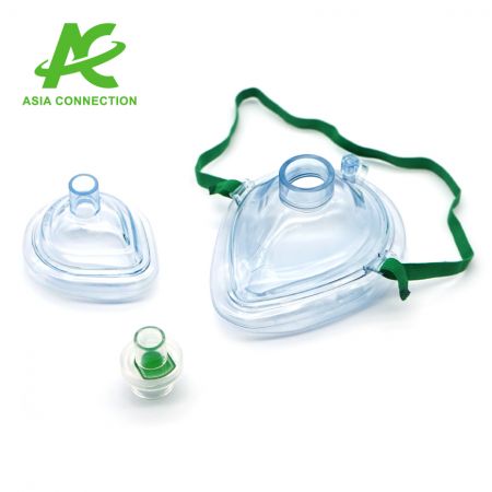 Dwa rozmiary maski do resuscytacji CPR są zapakowane w miękką torbę nylonową; jeden jest odpowiedni dla dorosłych i dzieci, a drugi dla niemowląt.