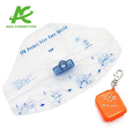CPR Face Shield con astuccio portachiavi quadrato - CPR Face Shield con astuccio portachiavi quadrato