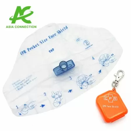 CPR Face Shield com Estojo Quadrado de Chaveiro - CPR Face Shield com Estojo Quadrado de Chaveiro