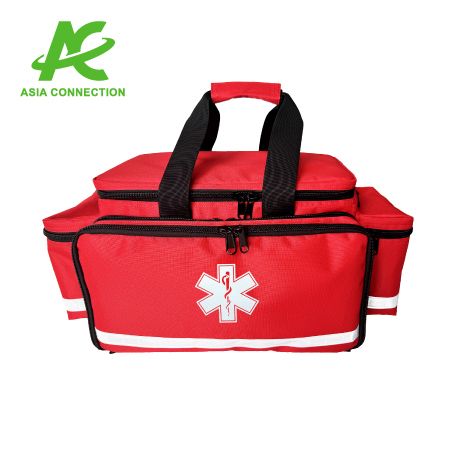 The high-visibility color and reflective strip of the Trauma Bag enhance safety and visibility in low-light or hazardous conditions.