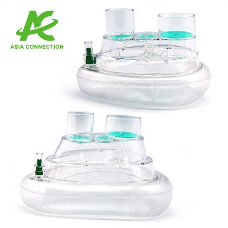 Twee-poorts CPAP-maskers met één ventiel voor volwassenen en kinderen zij-aanzicht