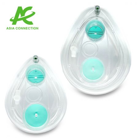 Kétcsatornás CPAP maszk egy szeleppel és biztonsági szeleppel, zárt állapotban, felnőtteknek és gyerekeknek, fentről nézve
