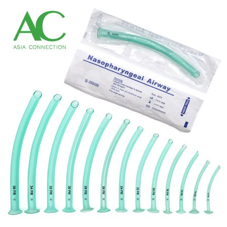 Nasopharyngeal Airway - Nasopharyngeal Airway comes in various sizes and is safely sealed in a sterile pouch which can be customized per request.