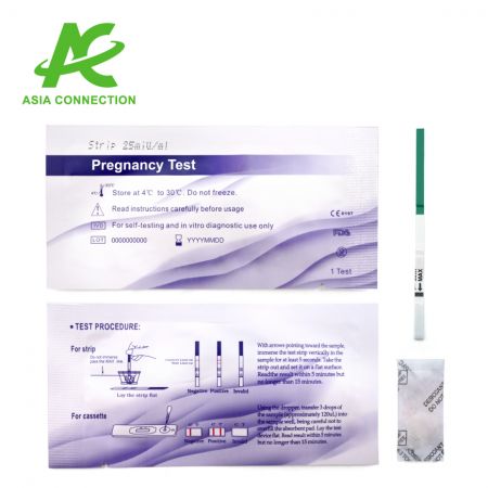 Componentes de la tira de prueba de embarazo hCG