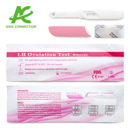 Komponenty LH ovulačního testu v podobě středového proužku.