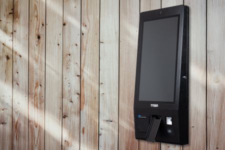 Wall-Mount Self-Service Kiosk with 27-inch Touch Display - KS-1627N wall-mounted kiosk with 27-inch touchscreen for self-service use.
