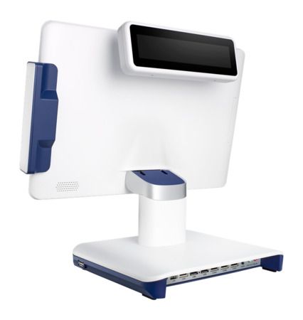 POS收銀系統帶顯示客製螢幕的後視圖