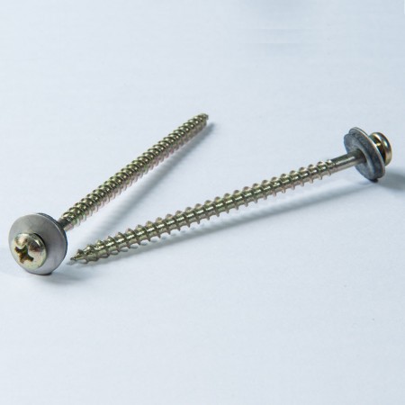 Flachkopf-Phillips-Grobgewinde-Spitzschraube - Flachkopf-Phillips-Grobgewinde-Spitzschraube mit Unterlegscheibe