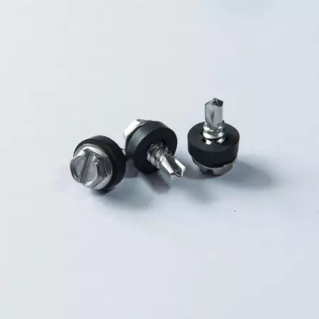 Directly Cut Chamfered Hex Washer Head - Directly Cut Chamfered Hex Washer Head Drilling Screw w/ Black Phillips EPDM