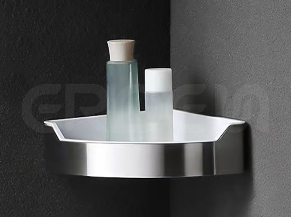 Riyyow Soporte de ducha triangular de acero inoxidable 304 de doble capa  montado en la pared, cesta de baño, marco de esquina de baño, estante de