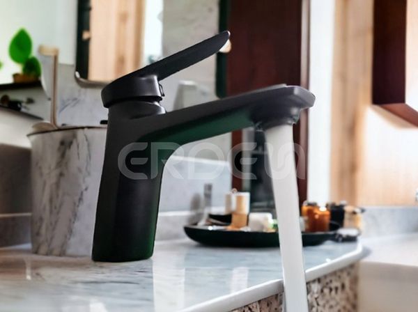 不銹鋼霧黑臉盆單孔龍頭