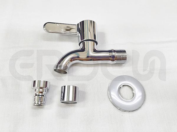 不鏽鋼鍍鉻陽台快開粉色把手龍頭