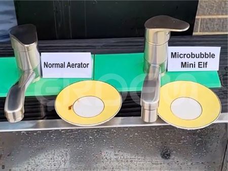 Comparaison de l'aérateur mini-elf à microbulles et de l'aérateur normal