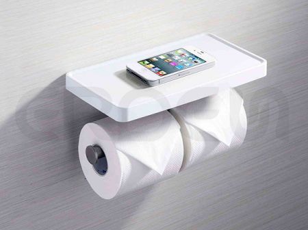 Porte-rouleau de papier toilette avec étagère - BA10680 Porte-rouleau de papier toilette ERDEN avec étagère