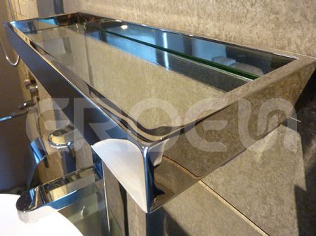 Estante de vidrio de acero inoxidable montado en la pared para baño