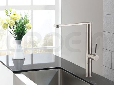 Stainless Steel L-Shaped Kitchen Faucet