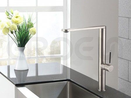 Grifo de cocina en forma de L de acero inoxidable - Grifo de cocina ERDEN de acero inoxidable en forma de L