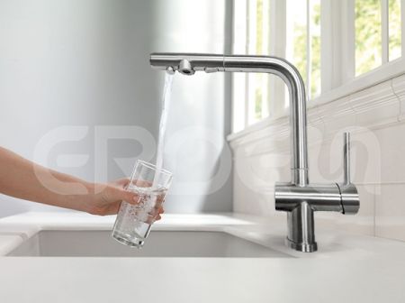 不鏽鋼廚房檯面伸縮龍頭