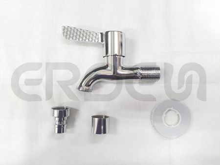 不鏽鋼鍍鉻陽台快開格紋把手龍頭 - 不鏽鋼鍍鉻陽台快開格紋把手龍頭