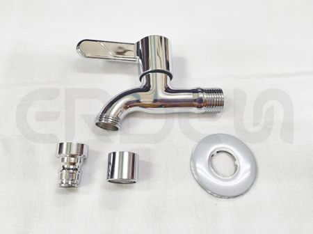 不鏽鋼鍍鉻陽台快開粉色把手龍頭 - 不鏽鋼鍍鉻陽台快開粉色把手龍頭