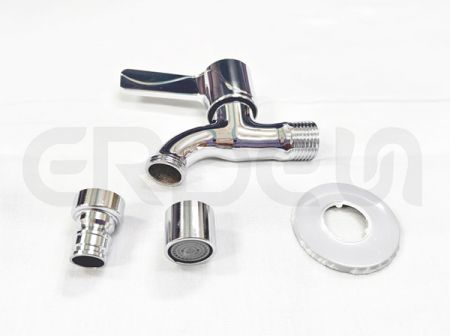 不鏽鋼鍍鉻陽台快開方型把手龍頭 - 不鏽鋼鍍鉻陽台快開方型把手龍頭