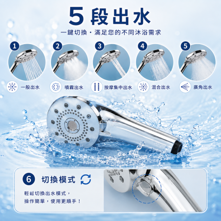 HS9001CP五段出水花灑