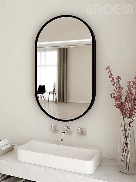 블랙 프레임 타원형 욕실 거울