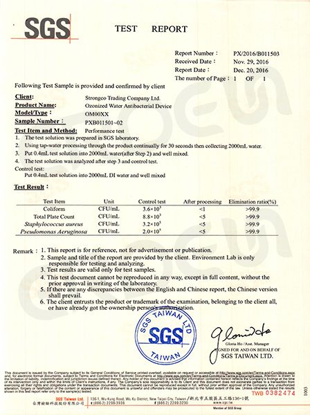 Máquina de ozono-SGS (Inglés)