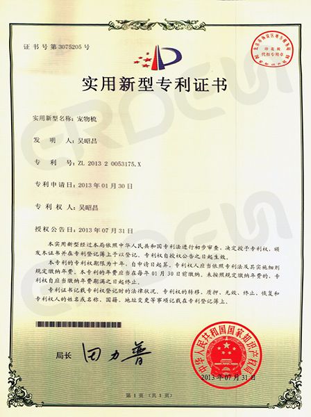 애완 동물 빗 (중국 특허)