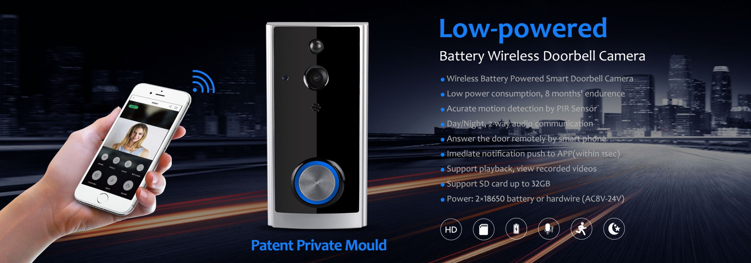 Timbre de video wifi TZ-IP902S