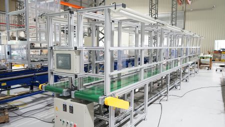 Belt conveyor line for fast and reliable PCB handling.