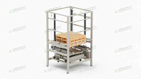 Pallet dispenser machine stacks used pallets for reuse or transport