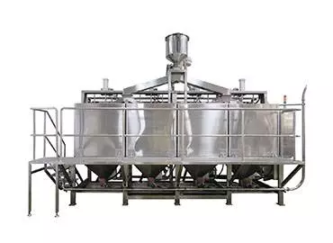 豆洗い・浸漬機 - 豆乳製造ラインの中で豆洗い浸漬機はその一部です。