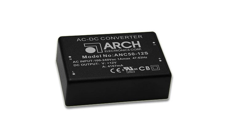 50W Regulated Output PCB Mount AC-DC Encapsulated Power Module | ARCH