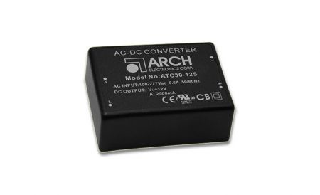 30W Regulated Output PCB Mount AC-DC Encapsulated Power Module - ARCH AC-DC Encapsulated Power Module ATC30