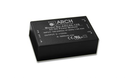 60W Ultra-Compact AC-DC Power Module with Remote Control Support - ARCH AC-DC Encapsulated Power Module ARC60