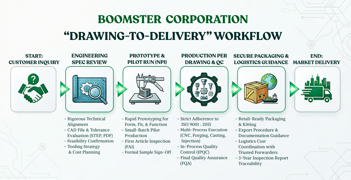 Boomster Drawing to Delivery Process