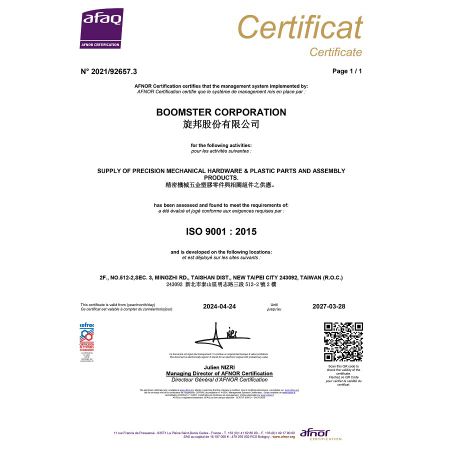 Boomster ISO 9001 Certified
