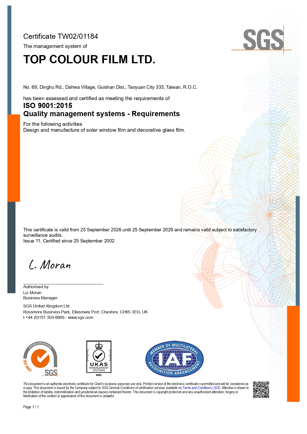 ISO 9001 : 2015 Certificate