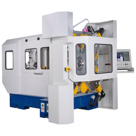 Die X-Typ Federformmaschine mit Sicherheitsdeckel.