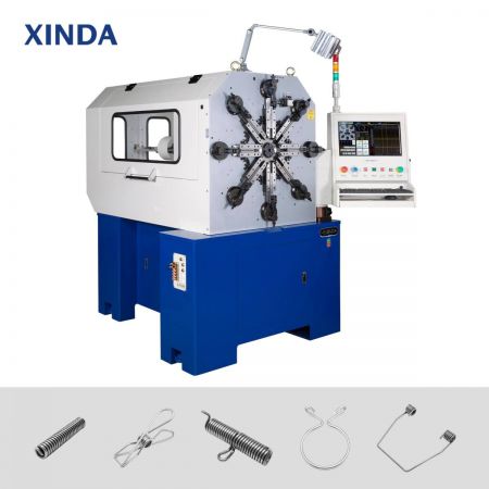 Máquina de formación de muelles sin levas de 11 ejes - Tipo de rotación de alambre - Esta máquina de formación de muelles de varios ejes puede mejorar considerablemente la productividad de la fabricación de muelles.