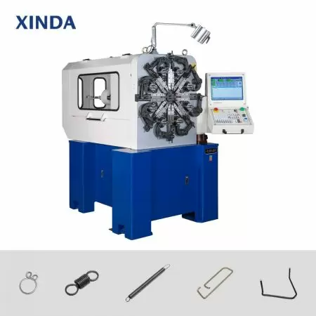 4-axis Cam spring forming machine - Wire-rotating Type - The wire-rotating mechanism of this spring forming machine is helpful to produce difficult springs.
