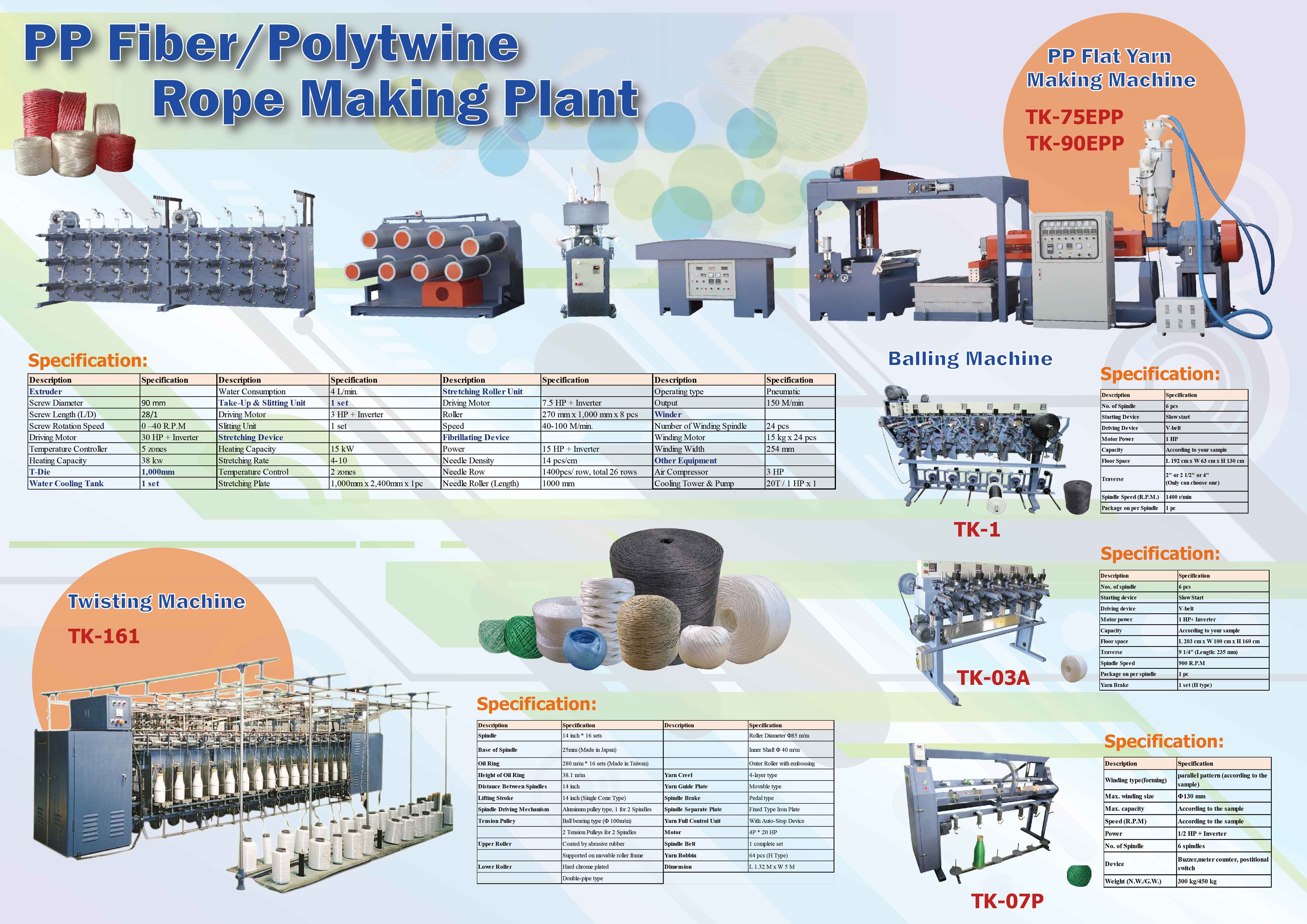 Pp Threads Machine PP Polytwine Extruder - PP Flat Yarn Making Machine | Taiwan Plastic ...