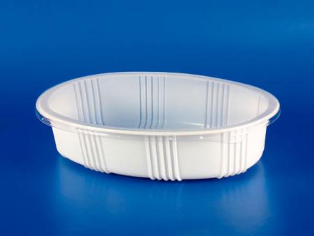Hộp niêm phong hình oval bằng nhựa PP dùng trong việc hâm nóng thực phẩm đông lạnh trong lò vi sóng. - Hộp niêm phong hình oval bằng nhựa PP dùng trong việc hâm nóng thực phẩm đông lạnh trong lò vi sóng.