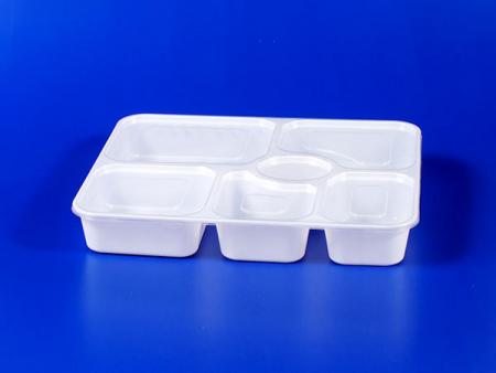 Boîte à lunch en plastique scellée à six compartiments - PP - blanche - Boîte à lunch en plastique scellée à six compartiments - blanche