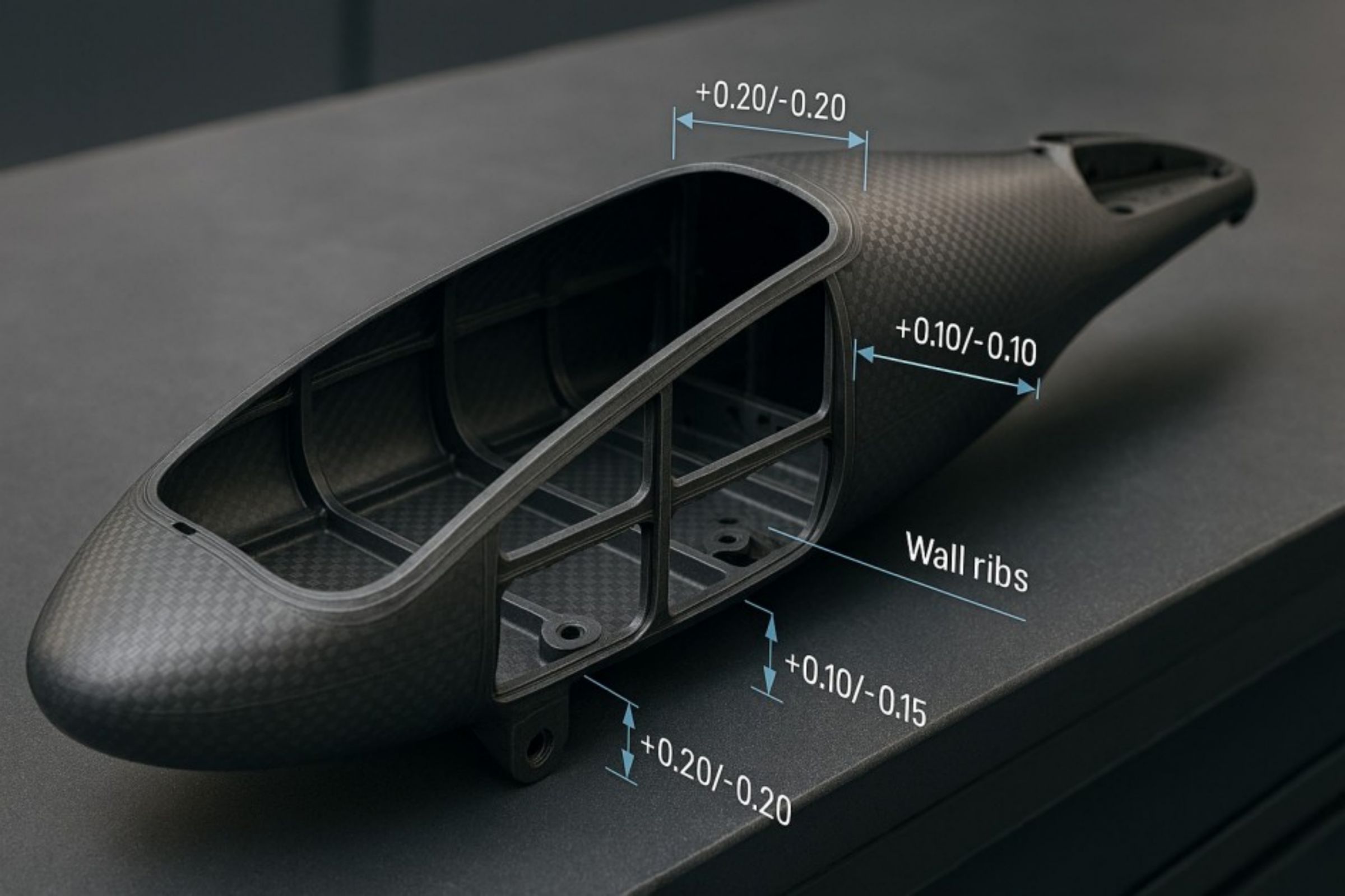 Корпус / Оболочка
Тонкостенная, высокопрочная конструкция с армированием углеродным волокном для соответствия требованиям профессионального уровня.