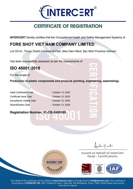 Das Vietnam-Werk hat die ISO 45001-Zertifizierung für Managementsysteme für Gesundheit und Sicherheit am Arbeitsplatz erhalten, was sein Engagement für die Gesundheit und Sicherheit der Mitarbeiter zeigt.